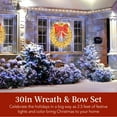 thumbnail image 2 of Best Choice Products 30in Pre-Lit Outdoor Christmas Wreath, LED Metal Holiday Decor w/ 100 Lights, Bow - Gold/Red, 2 of 7