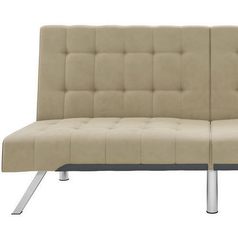 DHP Emily Convertible Futon Sofa Couch, Beige Velvet