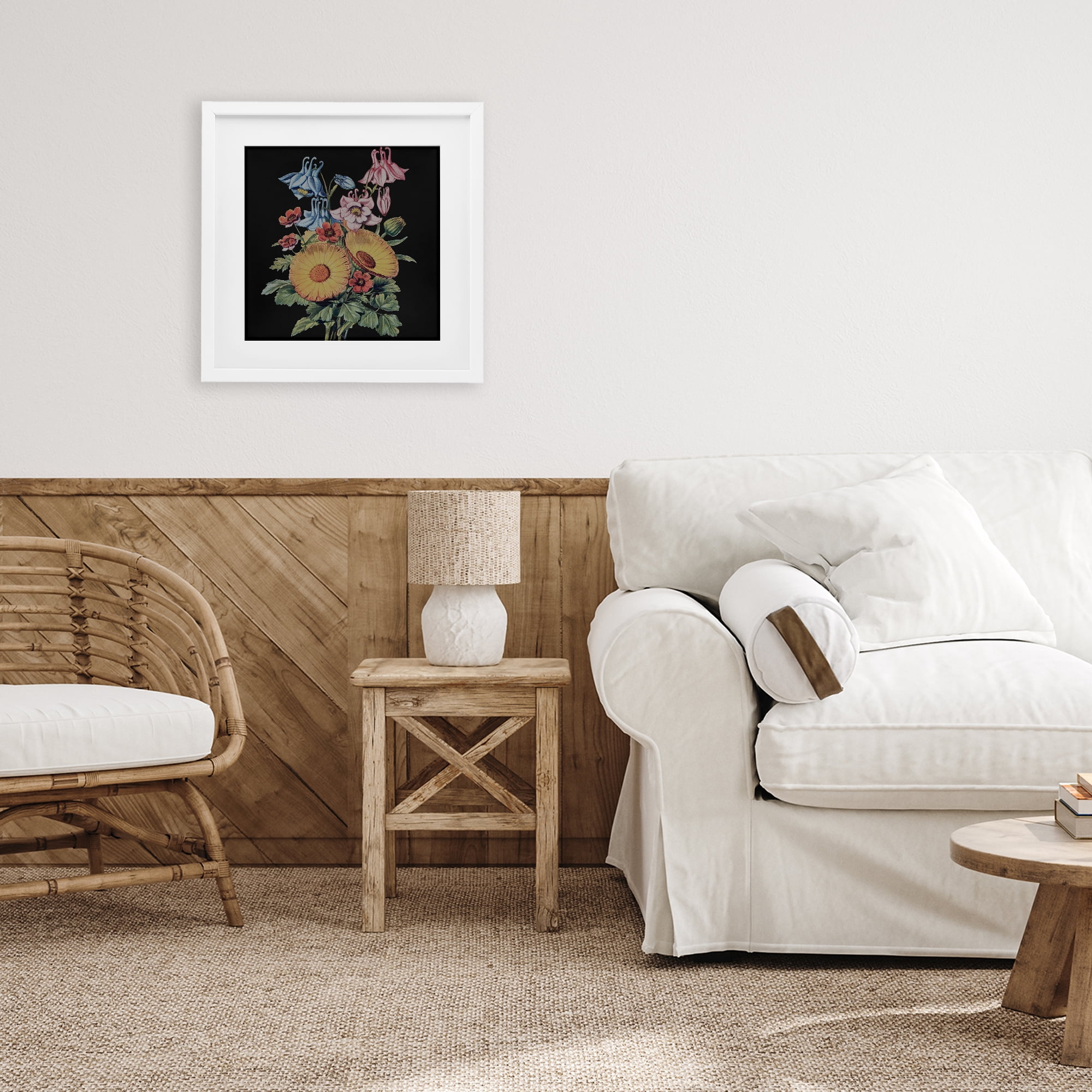 Stupell Industries Vintage Bouquet Study on Black White Framed Print Under Glass, design by Dan Meneely
