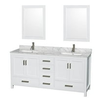 Wyndham Collection Sheffield 72" Metal Double Bathroom Vanity in White/Chrome