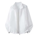 thumbnail image 2 of Men's Jacket Nylon Lightweight Casual Loose Fit Outdoor Standing Collar Multi-Bag Sports Mountaineering Tooling Breathable Quick Dry Hiking Travel Work Streetwear | Zenithor,White XL, 2 of 6