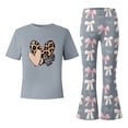 thumbnail image 5 of shoper Girls Short Sets Size 10-12 Outfits Letter Print Short Sleeve T Shirt Tops and Wide Pants Outfits Set Round Neck Loose Fit Activewear Clothing Set for Girls Back To School Clothes, 5 of 5