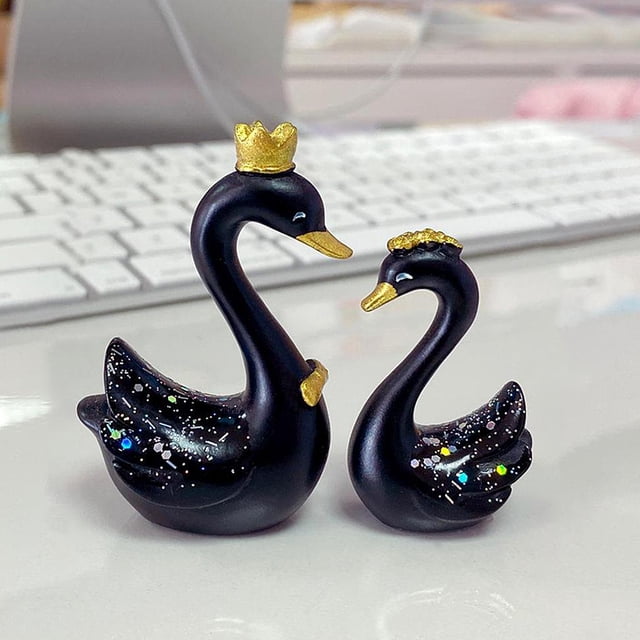 Estatua de Cisne de Resina 3D Colco Pintada Negro