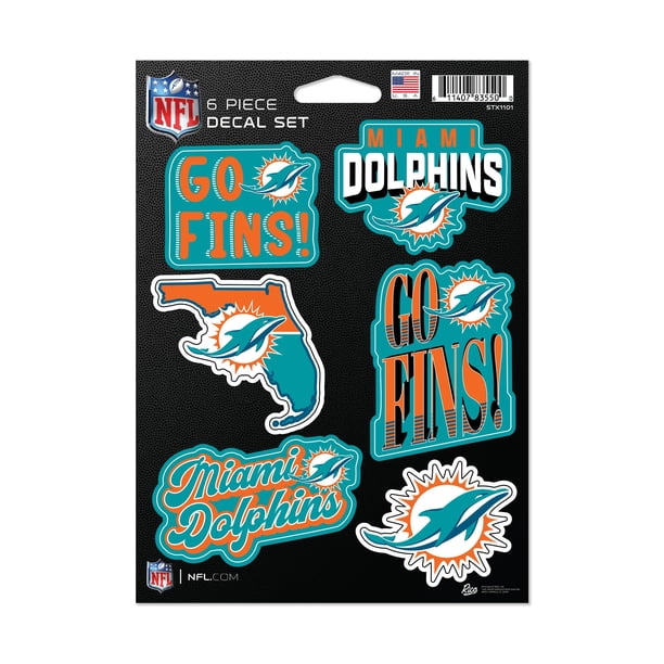 Rico Industries NFL Football Miami Dolphins Juego de calcomanías de 6 piezas