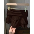 thumbnail image 5 of Coffee Brown Cotton Blend Ruffle Layered Mini Skirt For Women Comfortable Casual Wear, 5 of 8