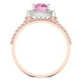 thumbnail image 4 of 1.58 ct Brilliant Round Cut Pink Zircon 18K Rose/White Gold Halo Solitaire with Accents Engagement Bridal Wedding Ring Band Set size 10, 4 of 7