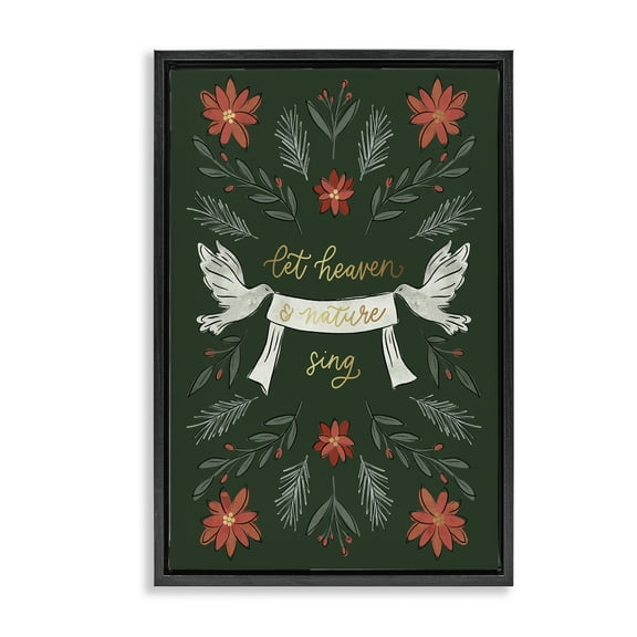 Stupell Industries Xmas Let Heaven Sing Holiday Painting Black Floater Framed Canvas Art Prints Wall Art, 17 x 25