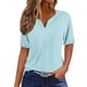 thumbnail image 2 of Conjuntos de trabajo para mujer,Blusa informal de manga corta con cuello en V para mujer, manga 3/4, mezcla de poliéster y elastano, ajuste suave y cómodo, para uso diario, sopatenor, 2 of 7