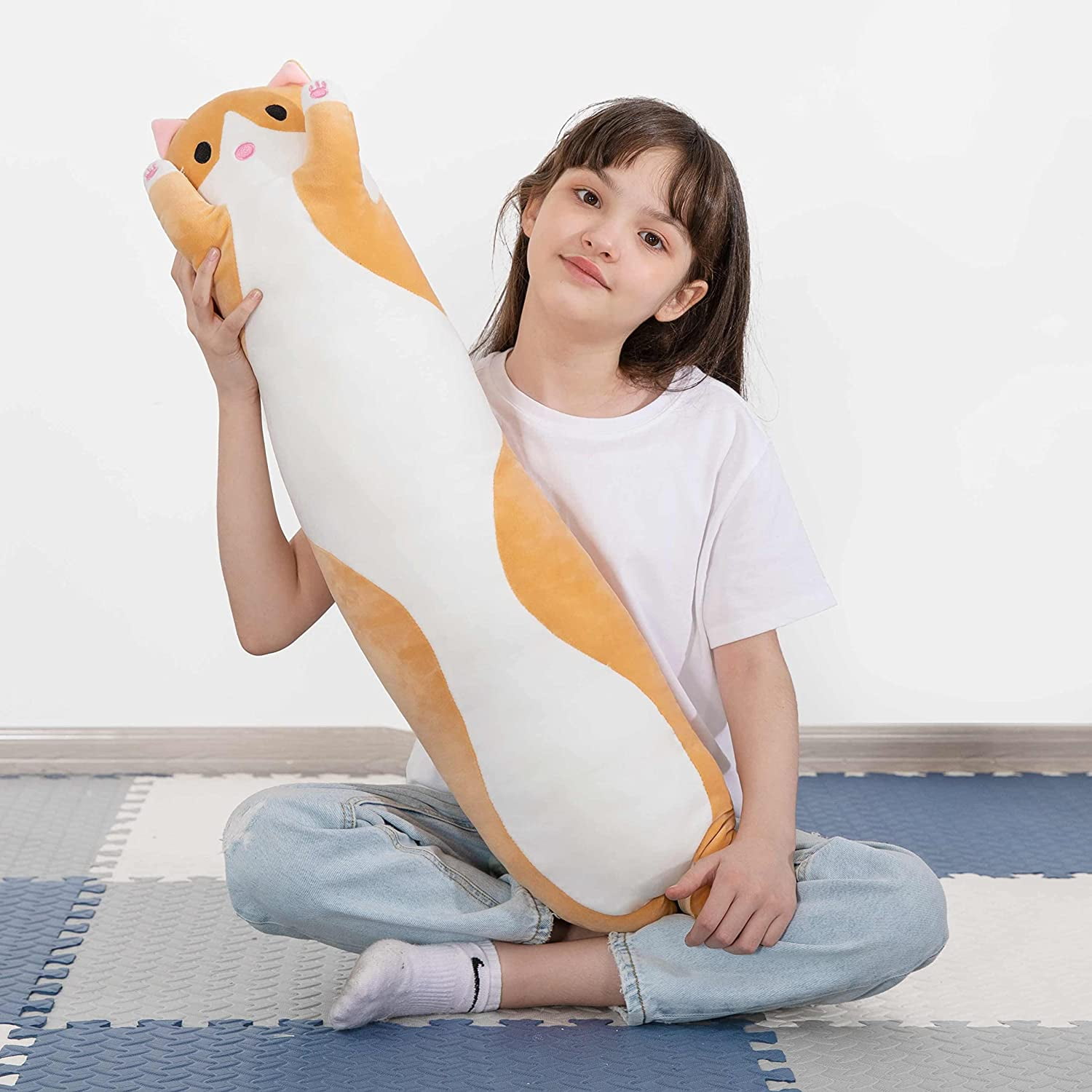 MorisMos Giant Cat Stuffed Animal Long Pillow Plush Toy 35.4