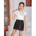 thumbnail image 5 of Arshiner Girls T Shirts Ruffle Short Sleeve Round Neck Loose Blouse Summer Solid Color Casual Girl Tee Tops, 5 of 6