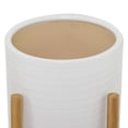 thumbnail image 4 of DecMode 12", 11", 9"H White Ceramic Planter with Removable Wood Stand (3 Count), 4 of 9