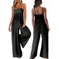 thumbnail image 3 of Jumpsuits for Women Spaghetti Strap Wide Leg Overalls Summer Rompers with Pockets Dark Gray M, 3 of 8