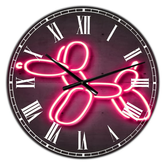 Designart Oversized Black Analog Round Modern Wall Clocks, CLM25772-C23