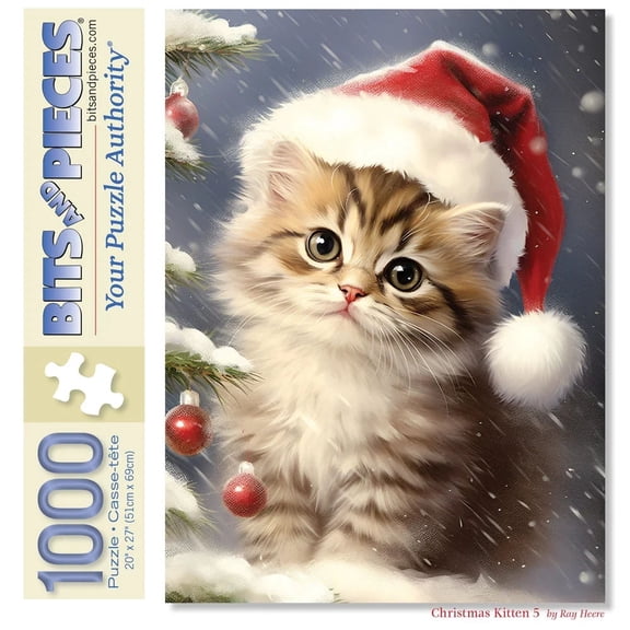 Bits and Pieces Christmas Kitten 1000 Piece Jigsaw Puzzle for Adults 20 x 27 Inches