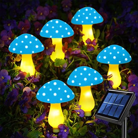 Solar Mushroom Fairy String Lights LED Outdoor Garden Ornament Statues Yard Deco