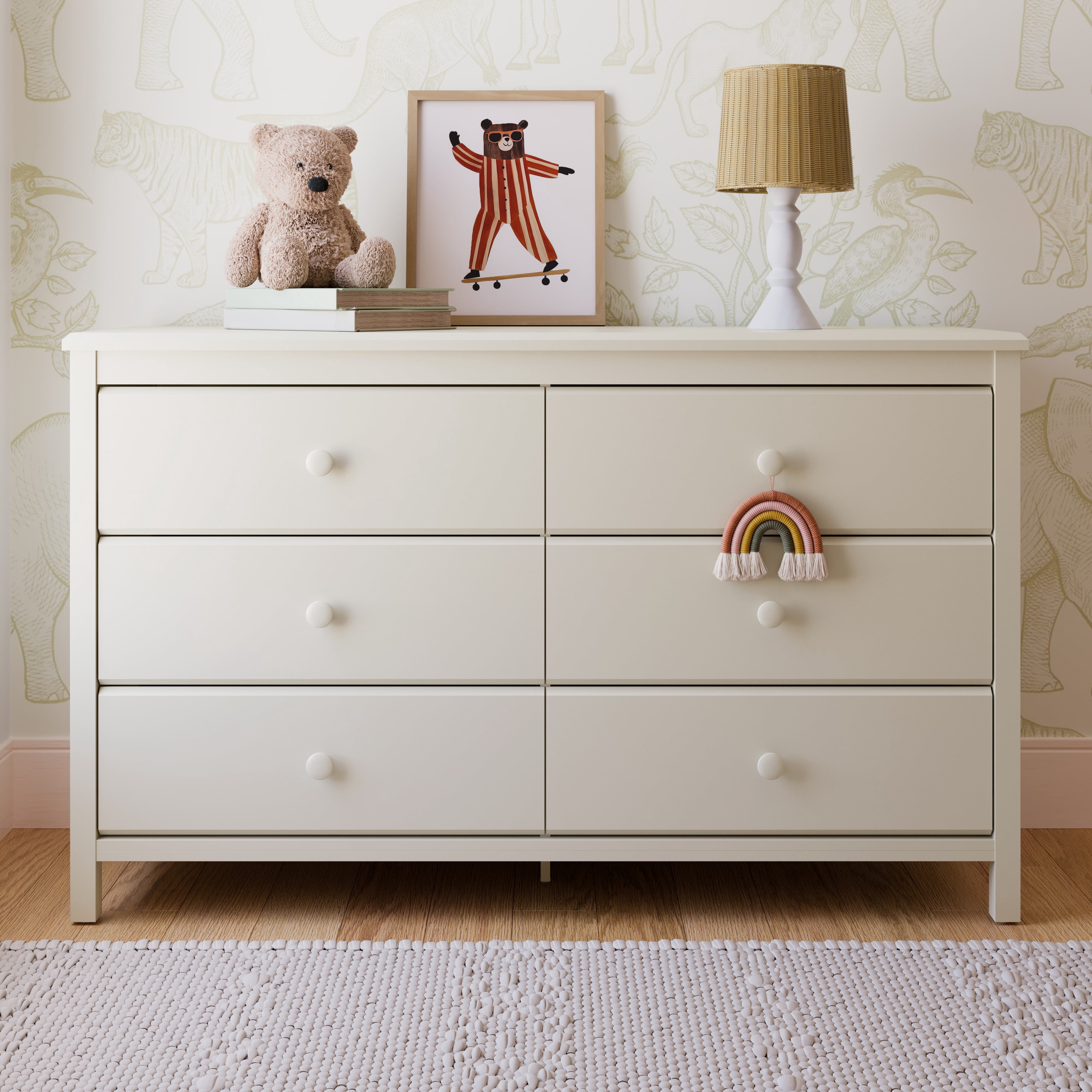 Storkcraft Alpine 6 Drawer Nursery Double Dresser, Frosted Oat