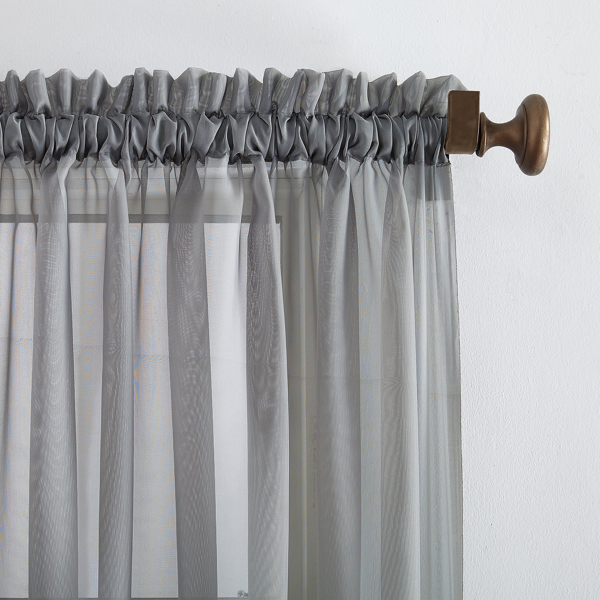 Mainstays Marjorie 1-Piece Sheer Voile Rod Pocket Curtain Panel, 59"x54", Grey