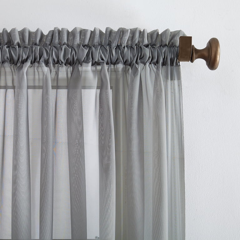 musubore pleatsed print sheer tops グレー Mainstays Marjorie Sheer Voile Rod Pocket Single Curtain Panel, 59