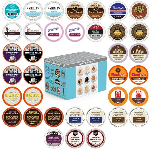 Perfect Samplers Dark Roast Coffee Pod Variety Pack - Pack for Keurig K Cups Coffee Makers, Bold 36 Count