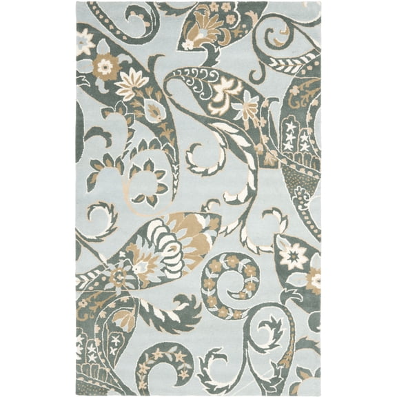 SAFAVIEH Wyndham Dulcibella Floral Wool Area Rug, Blue/Multi, 5' x 8'