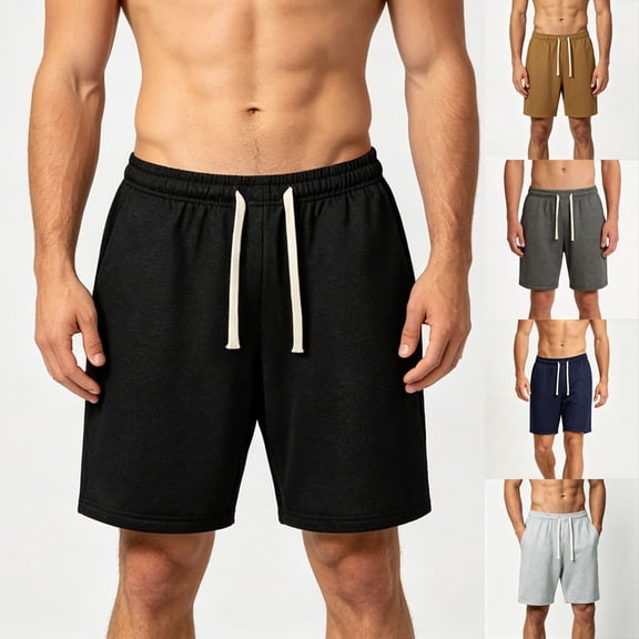 Daiosportswear Men's Casual Sweat Shorts Elastic Waist Drawstring Athletic Workout Gym Running Shorts with Pockets Navy 10(XL)
