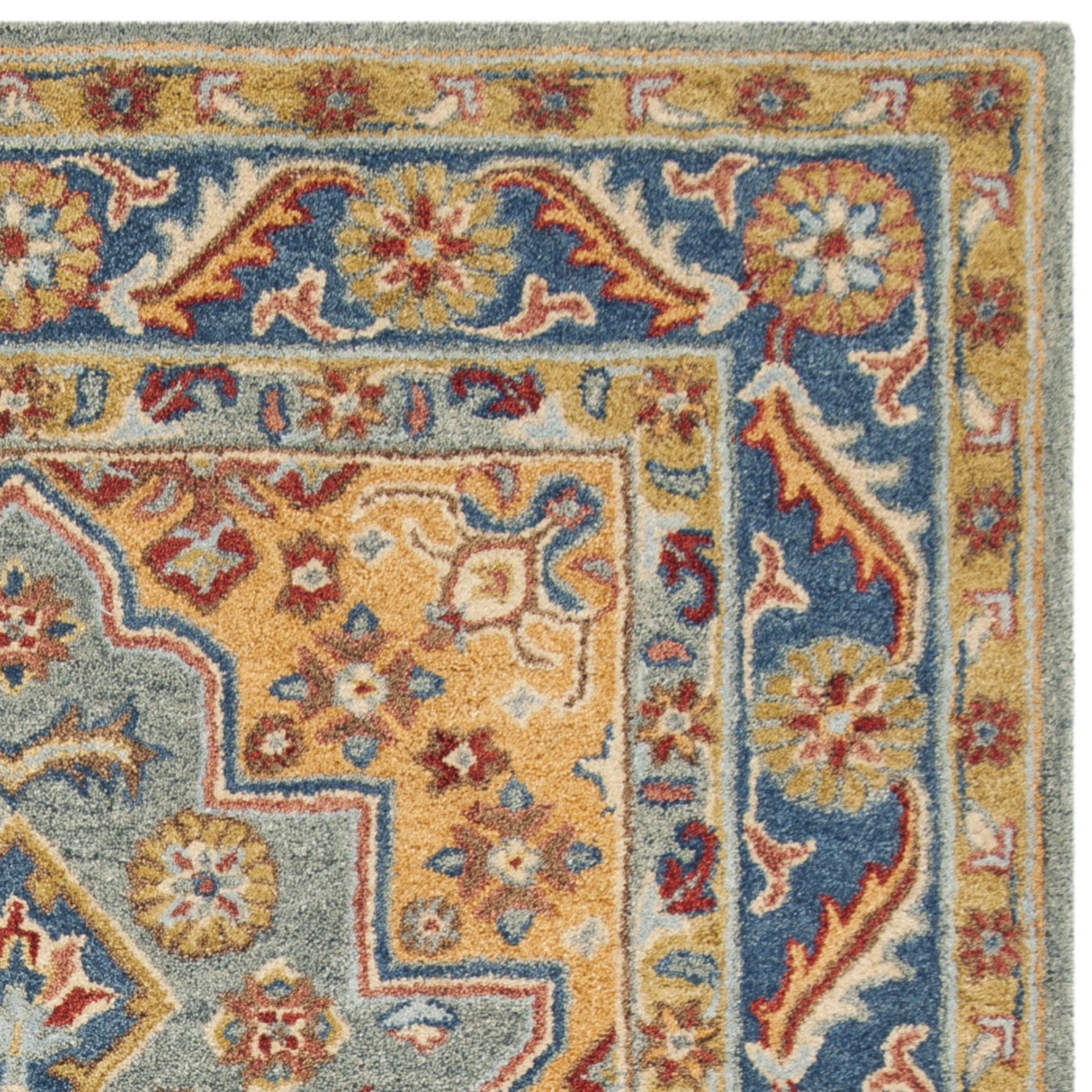 SAFAVIEH Antiquity Napier Traditional Wool Area Rug, Blue/Gold, 4' x 6'