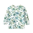 thumbnail image 3 of LTTVQM 3/4 Length Sleeve Shirts for Girls Size 5-6 Winter Loose Fit Floral Graphic Tops Basic Crewneck Blouses for Girls Fashion Tops Mint Green 5-6 Years, 3 of 4