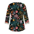 thumbnail image 4 of Levmjia Summer Womens Plus Size Tops Short Sleeve Fashion Women's V-Neck 3/4 Sleeve Lace Splicing Floral Print Casual T- Shirt Blouse Tops, 4 of 5