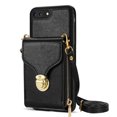 thumbnail image 2 of iPhone 8 Plus / 7 Plus Luxury Leather Case with Card Holder for Women Case Wallet with Strap Credit Card Slots Crossbody Strap with Kickstand Zipper Shockproof Case For iPhone 8 Plus / 7 Plus,Black, 2 of 10