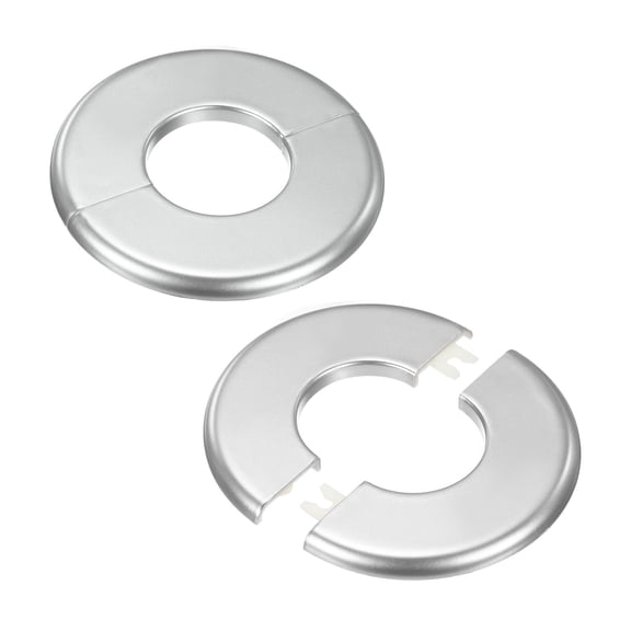 2-Pack Wall Split Flange, for 1.6 Inch/40mm OD Pipe ABS Escutcheon Plate Round Plumbing Cover Plates [Silver Tone]