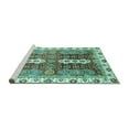 thumbnail image 2 of Ahgly Company Machine Washable Indoor Round Abstract Turquoise Blue Modern Area Rugs, 5' Round, 2 of 4