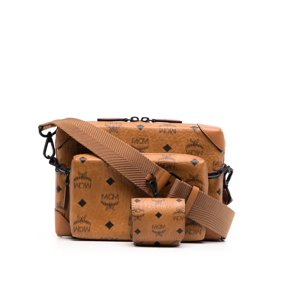 MCM Soft Berlin Multifunction Crossbody in Cognac Visetos