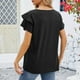 thumbnail image 5 of Fiudx Ofertas de La Semana Tops con Volantes de Manga Corta y Cuello Redondo Sueltos de Color Sólido para Mujer, 5 of 6