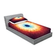 thumbnail image 2 of Ambesonne Space Fitted Sheet & Pillow Sham Set, Galaxy with Stars, Twinxl, Orange Blue, 2 of 2