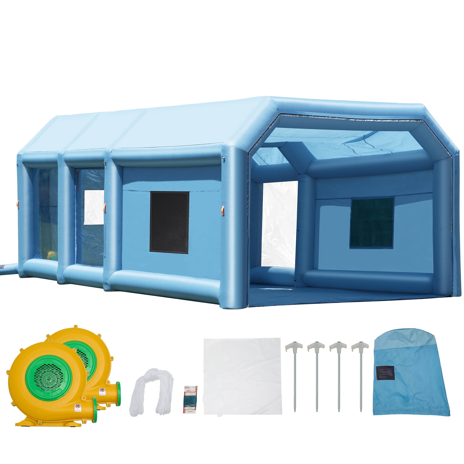 KFFKFF Inflatable Spray Tent, Dimensions 23 x 13.1 x 9 ft, Includes 750W+480W Efficient Blowers, Air Filtration Unit, Ideal for Painting Small Trucks, Large Motorcycles, Midsize SUVs