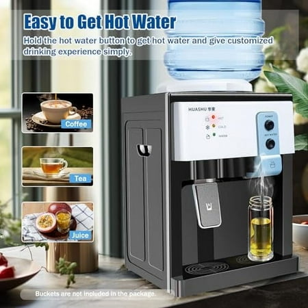 Hot and Cold Water Dispenser 46-194°F Mini 14''H Floorstanding Top Loading Water Cooler Dispenserfor 1 to 5 Gallon Bottles 110V Desktop Electric Water Dispenser for Office Home Kit