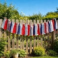 thumbnail image 4 of Lypsnake 4th of July Patriotic Tassel Garland, Red White Navy Plaid Strip Solid Fabric Hand Tied Hanging Streamer String Decor,Ornament For 250th Memorial Day Fireplace Wall Holiday Styling, 4 of 8