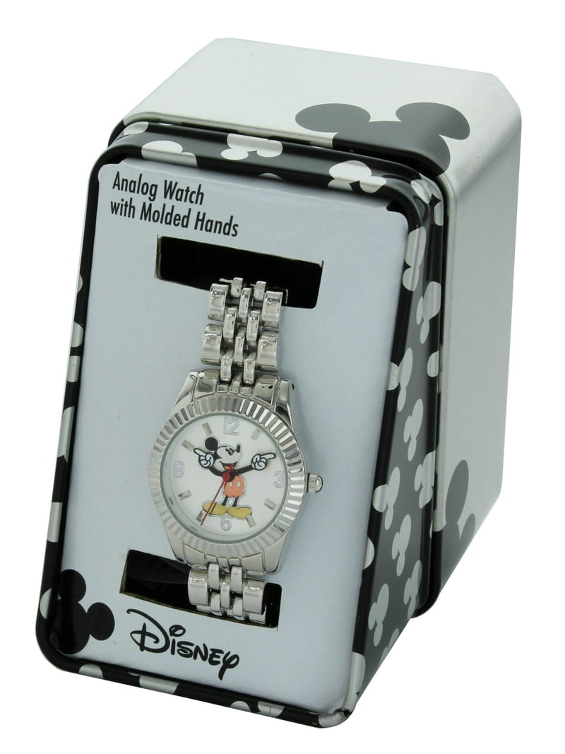 Disney Women's Mickey Mouse Classic Silver Tone Fluted Bezel Watch