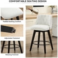 thumbnail image 7 of 25" Swivel Bar Stools Of 2 - Modern Solid Wood Frame With Linen Upholstery & Button Back. Quiet 360° Swivel, Adjustable Leveling Feet. Comfortable For Kitchen Island, Breakfast Bar. White Counter, 7 of 7