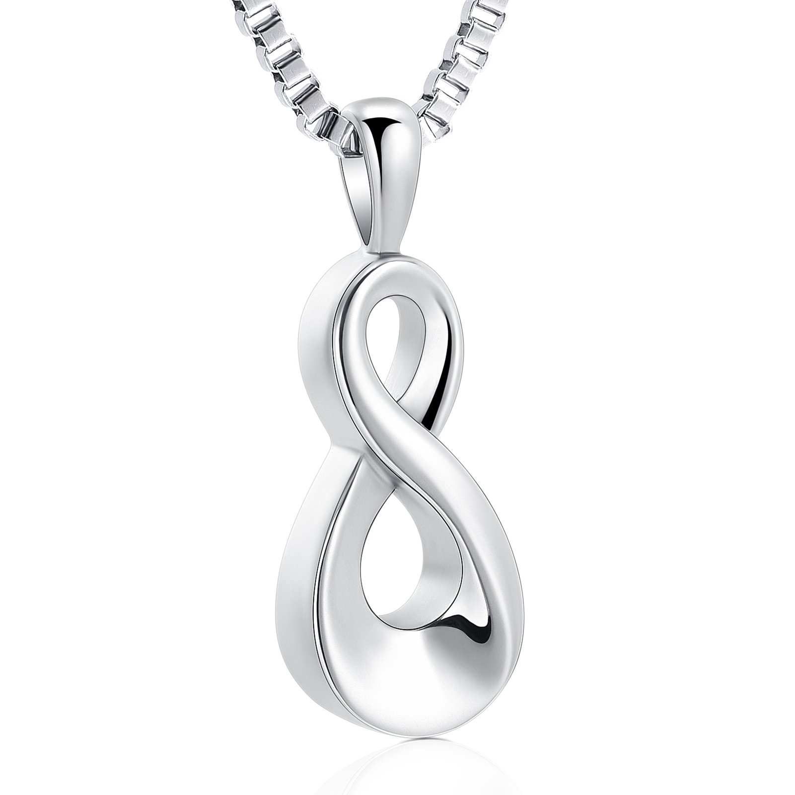 Infinity Urn Pendant Necklace for Ashes Holder Memorial Keepsake, Cremation Jewelry for Human/Pet