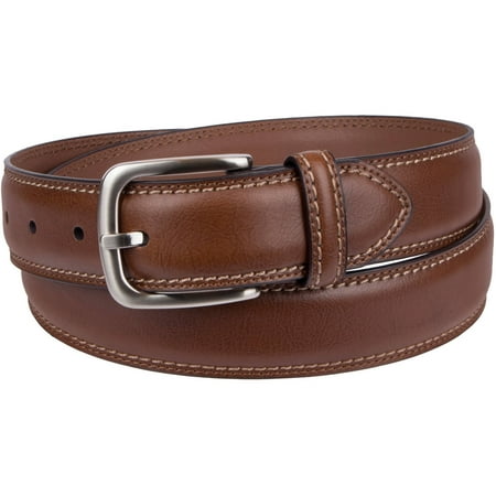 Men's Leather Belt with Contrast Stitch