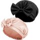 thumbnail image 1 of Gorro de baño con lazo reutilizable, gorro de ducha impermeable, gorro de ducha con turbante, gorro de baño ajustable para mujeres y niñas, Spa de belleza para el cabello (rosa + negro), 1 of 4