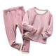 thumbnail image 1 of Wancir - Conjunto de ropa interior térmica para niños y niñas (2 piezas, cuello redondo, parte superior e inferior), pijama cálido para niños pequeños, 1 of 3