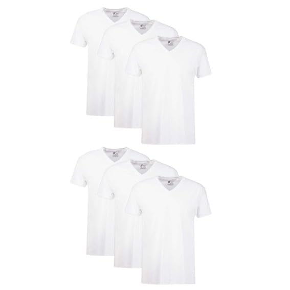 Men's Classics V-Neck T-Shirt 6-Pack, White, XX-Large