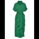 thumbnail image 3 of Vestido Camisero Fruncido de Verano para Mujer, Corta, Solapa, Cuello en V, Fiesta, Cintura Alta, Verde L, 3 of 6