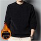 thumbnail image 5 of Suéter de marca de moda para hombre Suéter de invierno con forro polar grueso para hombre Suéter holgado de cuello redondo de color sólido a juego, 5 of 5