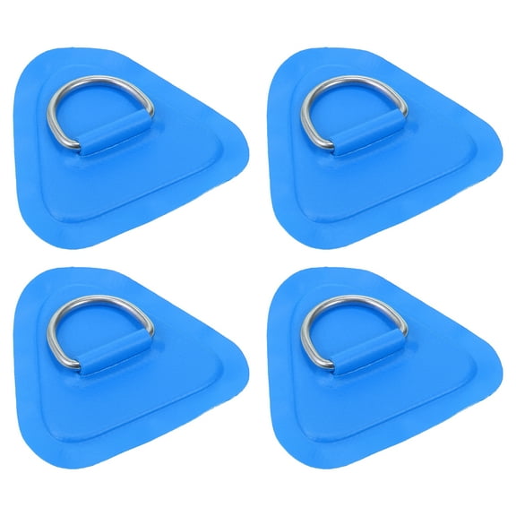 4pcs D Ring Patch Stainless Steel Triangle Shape D Ring Pad Blue for Kayak Canoe Deck