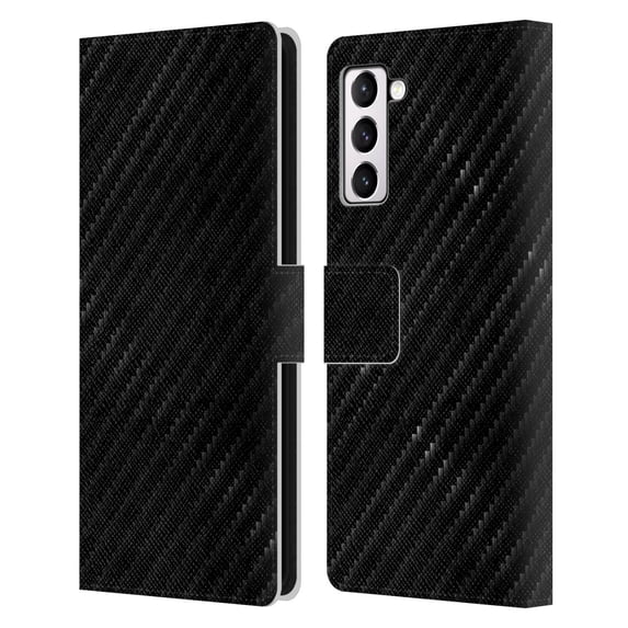 Head Case Designs Officially Licensed Alyn Spiller Carbon Fiber Plaid Leather Book Wallet Case Cover Compatible with Samsung Galaxy S21+ 5G