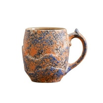 Ceramic Coffee Mug - 9.12 fl oz Rustic Breakfast Cup with Ergonomic Handle, Durable Stoneware for Coffee, Tea, and Lattes, Available in Yellow, Red, Blue