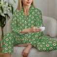thumbnail image 5 of JUNZAN 60s and 70s Style Print Womens Pajama Sets,Long Sleeve Button Down for Women Pjs 2 piece, 5 of 7